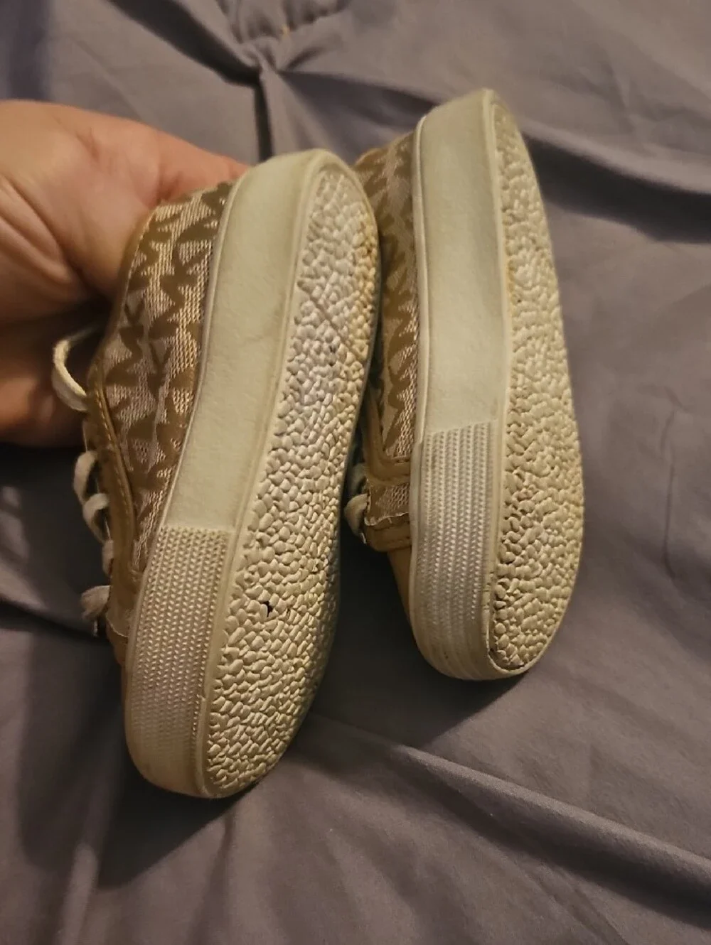 Michael Kors Girls' Tan and White Logo Low-Top Sneakers